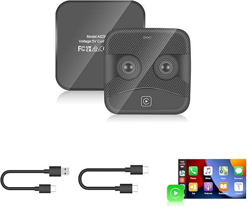 Podofo Adaptador inalámbrico Apple Carplay 2024 para fábrica con cable CarPlay iPhone Bluetooth Adaptador de coche con cable a inalámbrico Apple Car