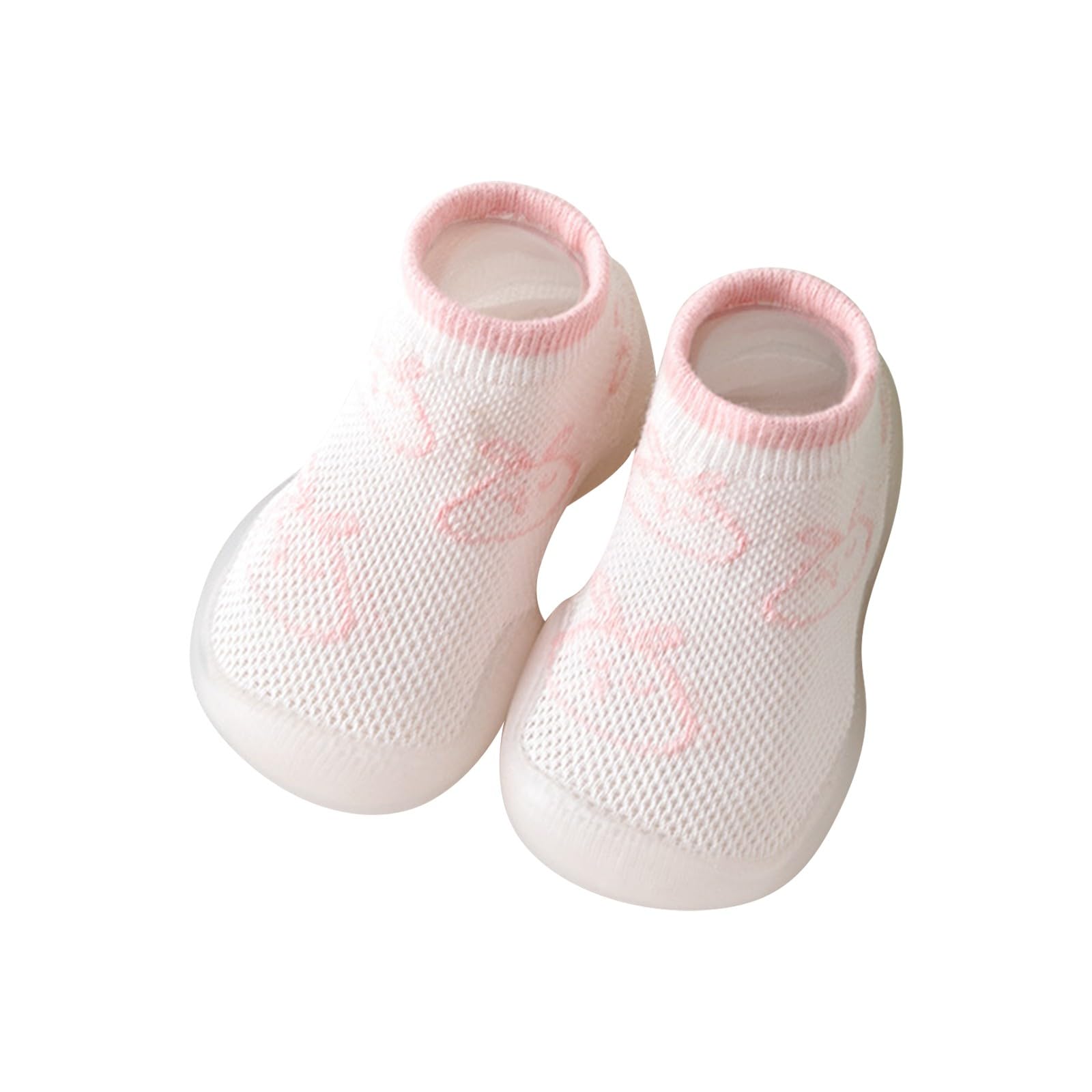 Spring/Summer Mesh Breathable Baby Toddler Shoes and Socks Comfortable Non Slip Baby Rubber Soled Socks (Pink, 6 Infant)