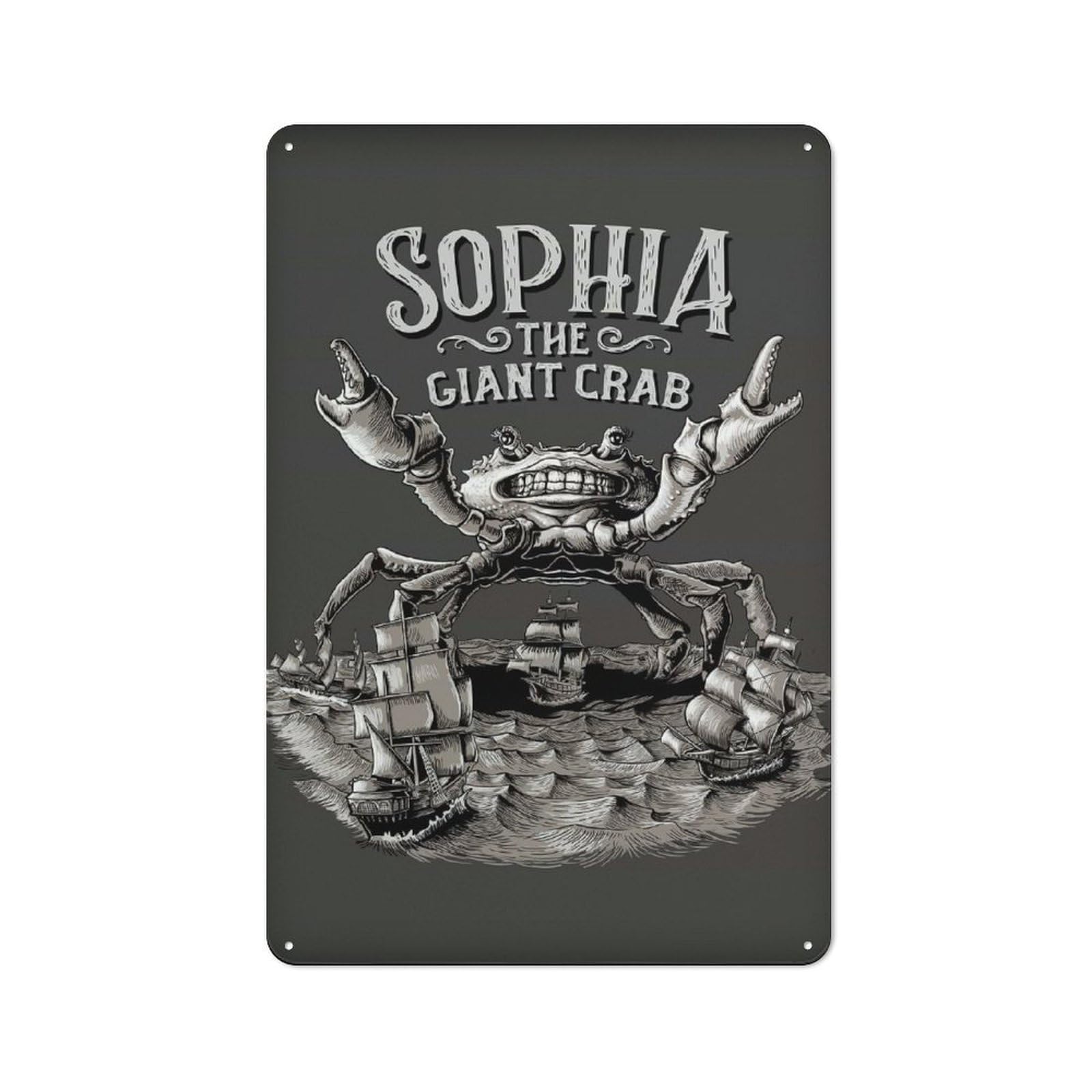 Junmoney Sophia The Crab Decorative Metal Plaque 30X20cm, Clean Industrial Industrial Wall Decor For Modern Home, Workshop, Office Or Cafe