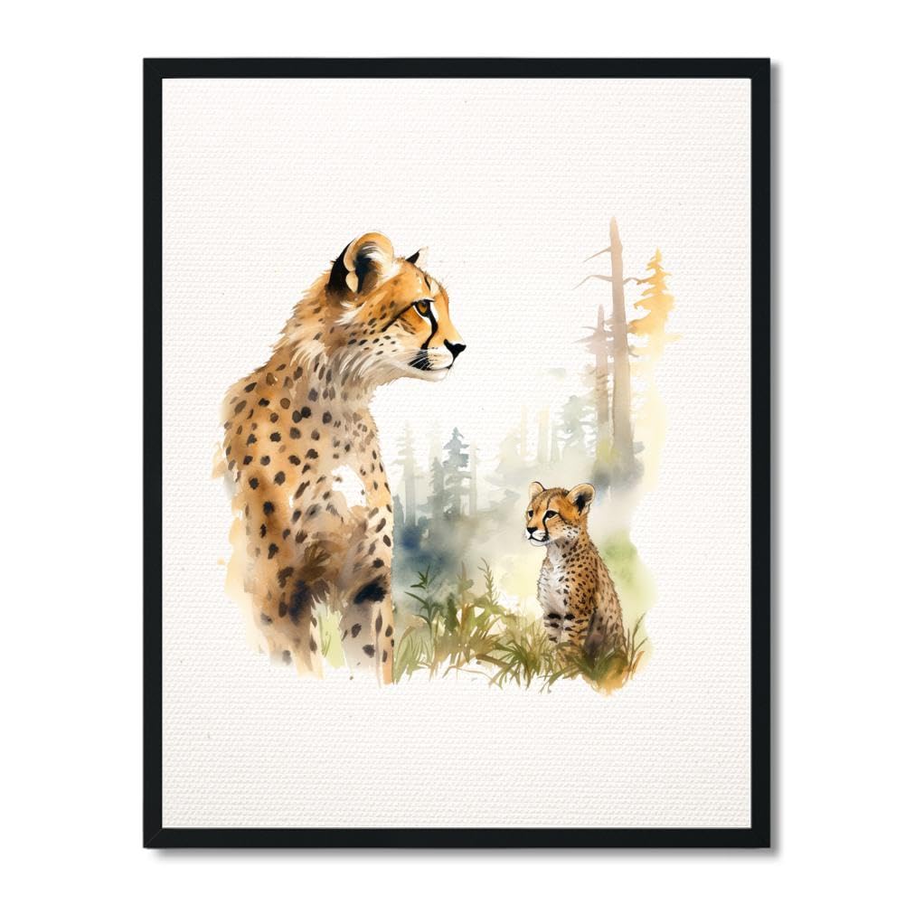 水彩画　チーター　ホワイトワトソン紙　絵画　アート　インテリア　動物の絵 水彩画 チーター ホワイトワトソン紙 絵画 アート インテリア