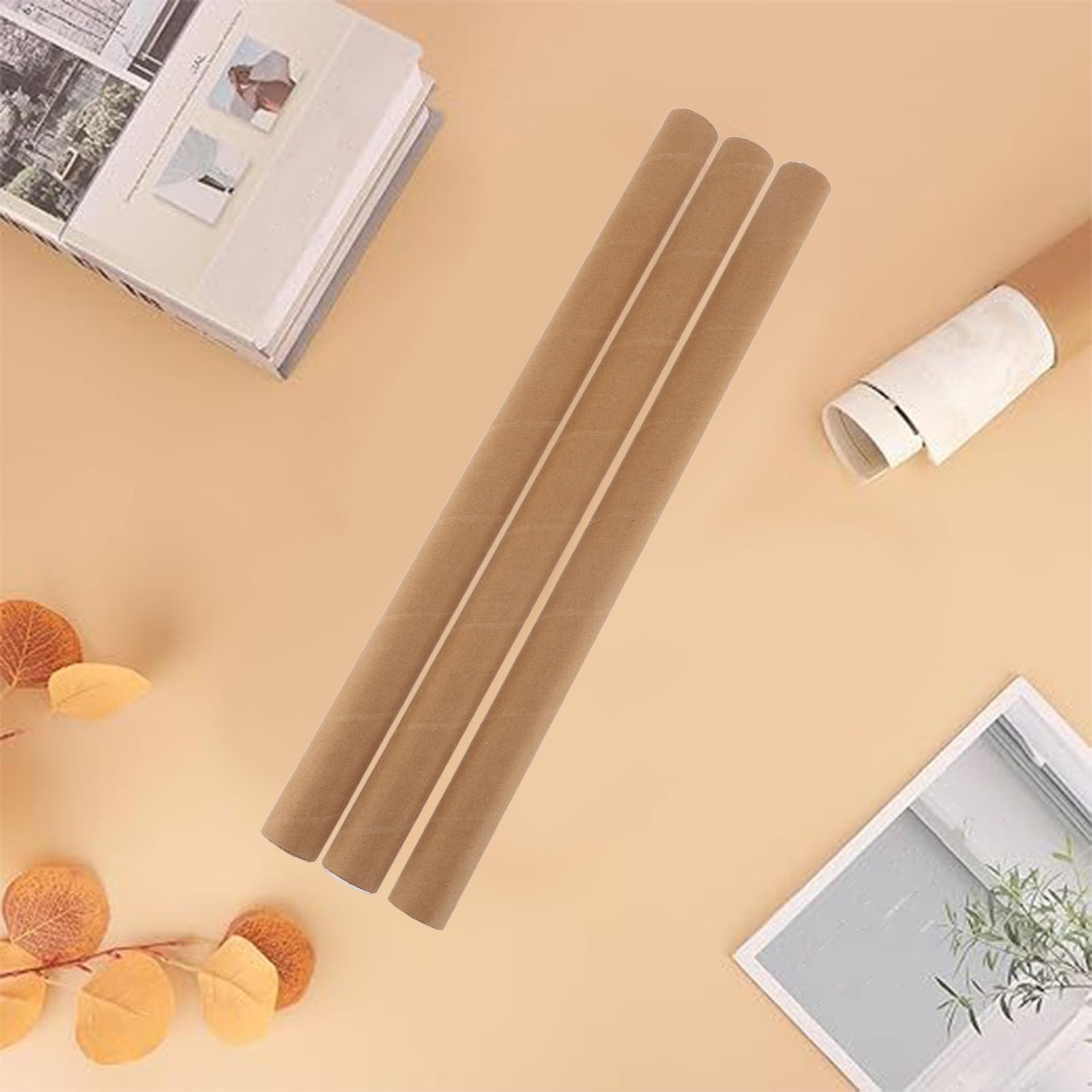 Luqeeg 12 Pack Tubos de Correo con Tapas, Tubo de Cartel de Papel Kraft, Tubo de Cartel para Envíos Pesados, Cartón para Envíos por Correo, Almacenaje de Planos, Obras de Arte (3,4 * 51 cm)