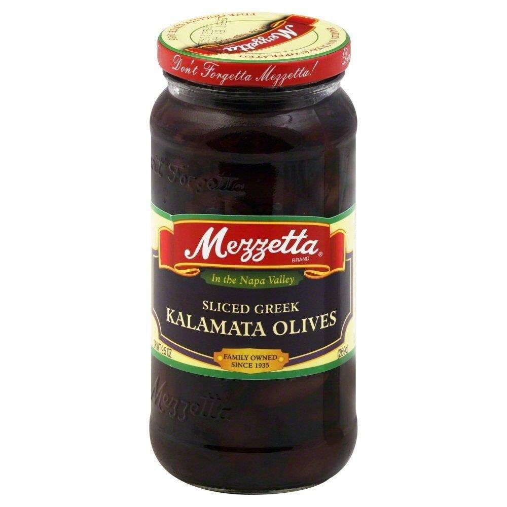 Mezzetta Olive Calamata Sliced 9.50 Ounces (Case of 6)