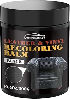 Leather Recoloring Balm, Black Leather Dye for Vinyl Furniture, Sofa, Car Seats & Shoes | Restore Scratched, Faded & Damaged Surfaces