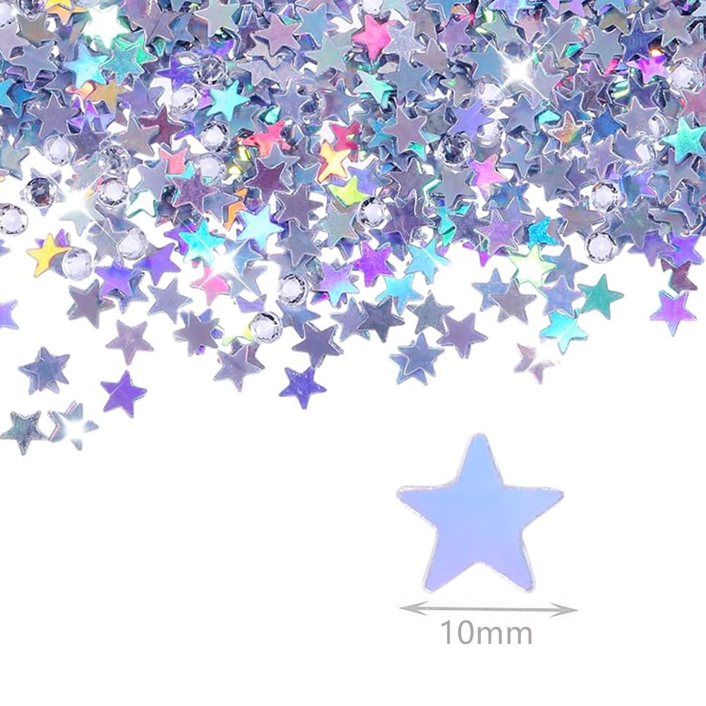 FONGKNOX Konfetti z cekinami gwiazdowymi 30 g, mieszane konfetti, 10 mm, dekoracja sto?u, posypka, metaliczne b?yszcz?ce foliowe konfetti na wesele, imprez?, baby shower, festiwal, dekoracja DIY