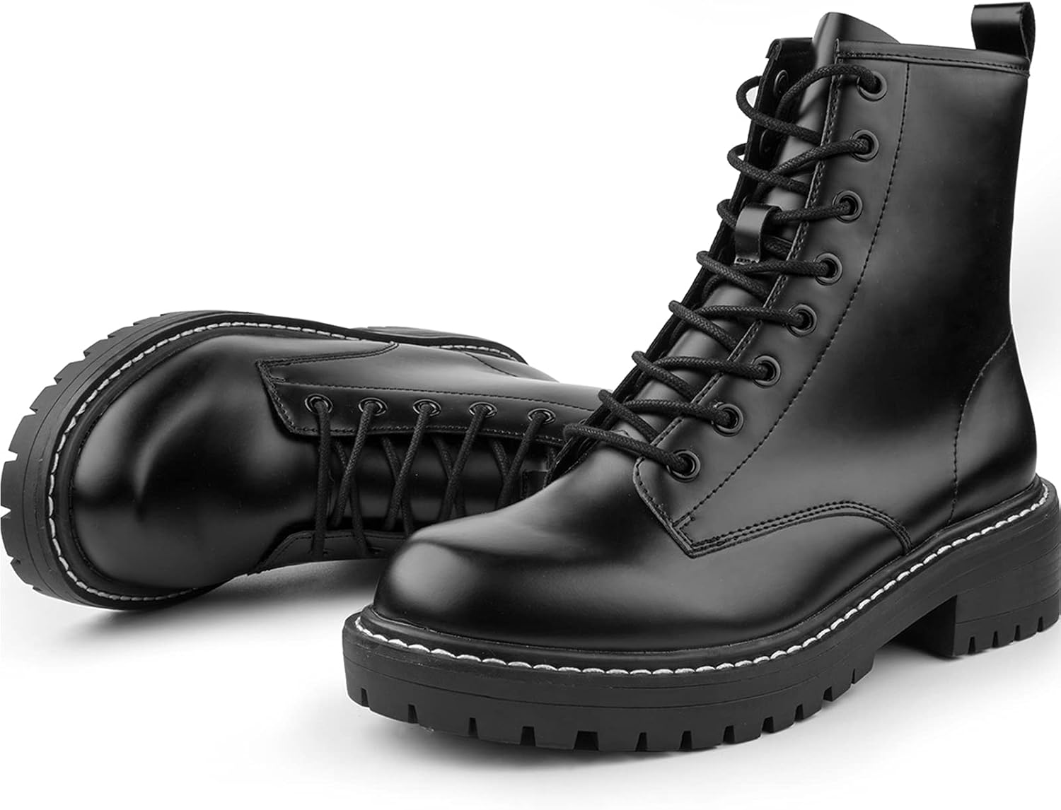 Black lace up combat boots Clearance