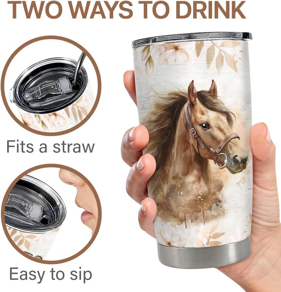SANDJEST 20oz Stainless Steel Insulated TumblerHorse Tumbler 20oz Stainless Steel Insulated Coffee Travel Mug Cup for Women Girls Horse Gifts for Birthday Christmas Mothers Day - Image 7