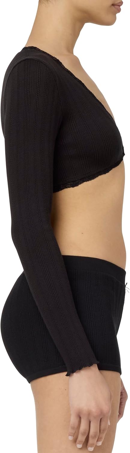 Florence by Mills Womens Villa Collection Pointelle Tie Front Top - Image 3