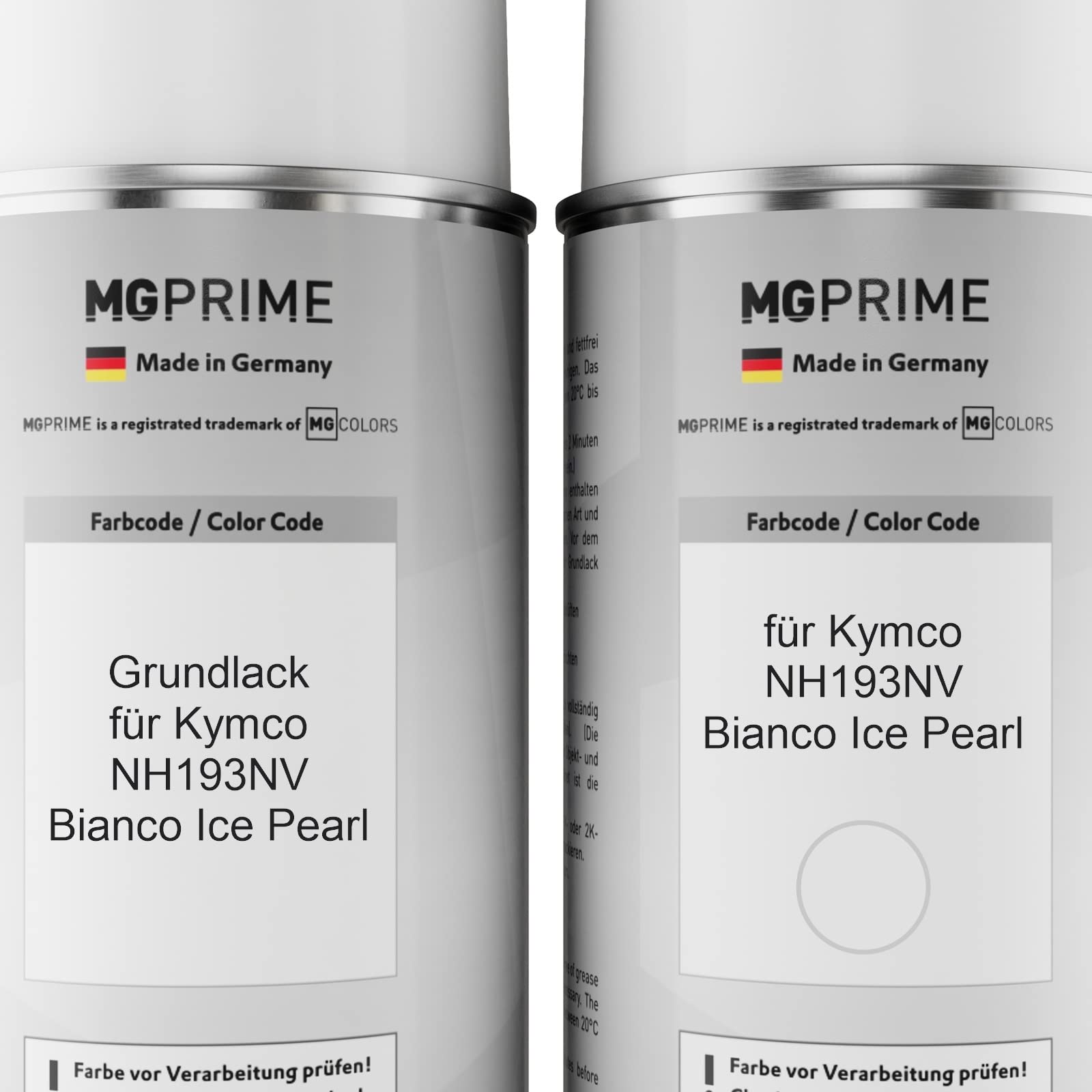 MG PRIME Vernice per moto Bombolette per Kymco NH193NV Bianco Ice Pearl +2K | Kit vernice di fondo + base + trasparente 2K, bombolette spray 400ml