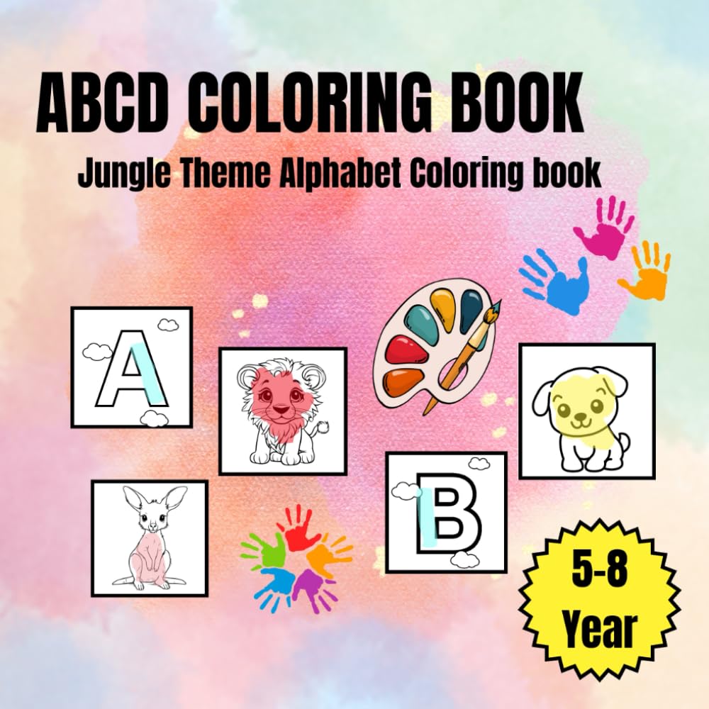 ABCD COLORING BOOK: Jungle Theme Alphabet Coloring Book