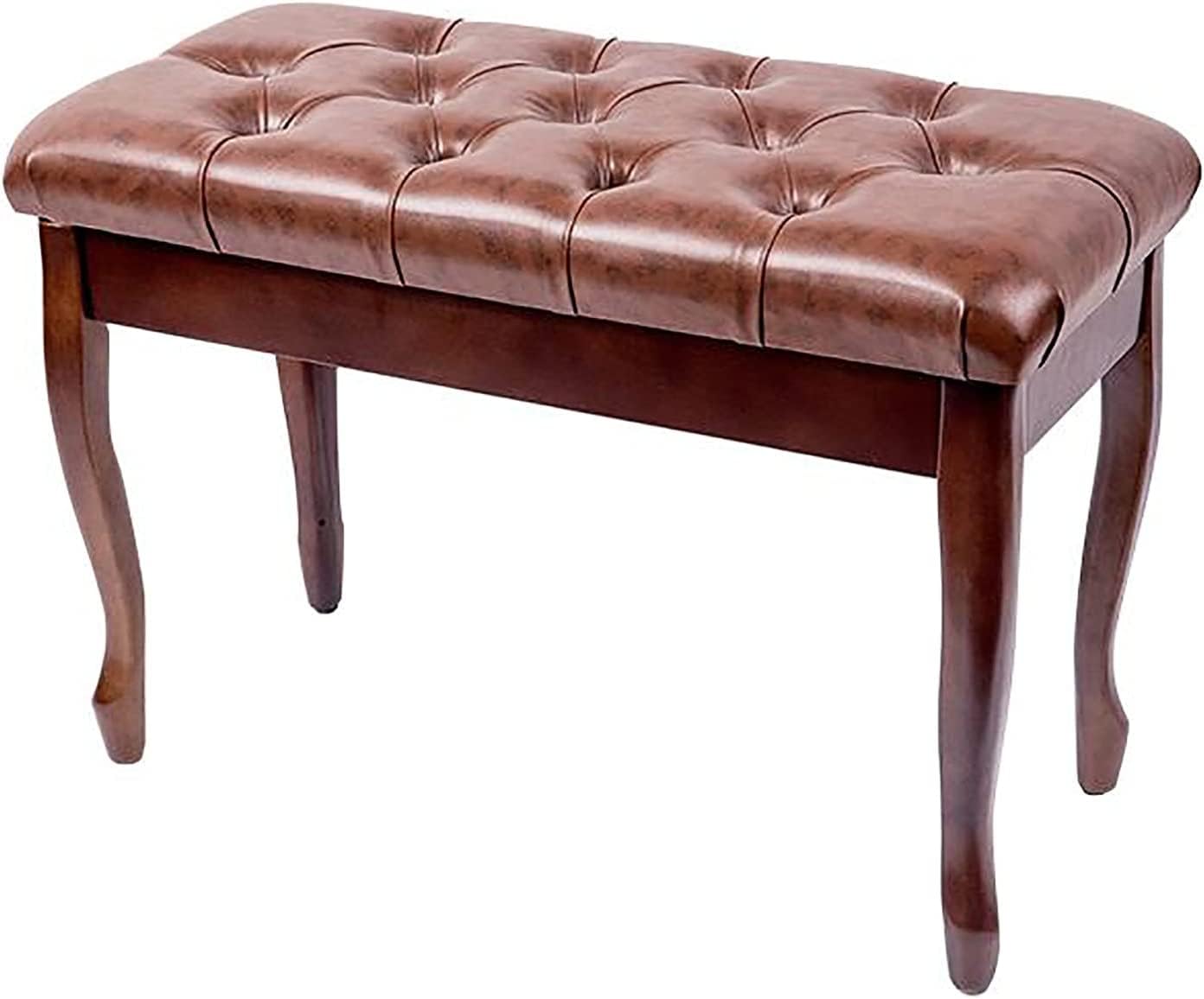 Ława do pianina z półką na nuty i miękkim skórzanym siedziskiem, odpowiednia dla profesjonalistów, do użytku domowego i edukacyjnego (null black) (teak brown)