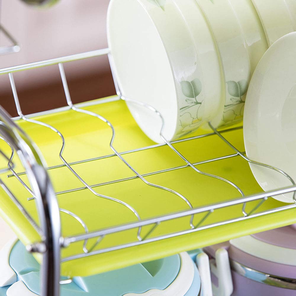 Set scolapiatti e scolapiatti, scolapiatti a 3 Livelli Scolapiatti con vaschetta raccogligocce Scolapiatti per bancone della Cucina Acciaio Inossidabile, Tipo C 2 Strati (Bianco)/T
