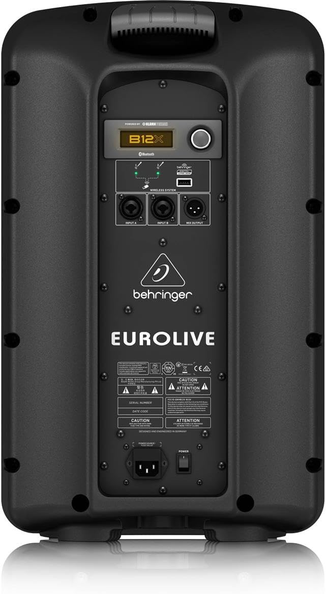 Behringer EUROLIVE B12X 1000 Watt 2 Way 12" Powered Loudspeaker with Digital Mixer, Wireless Option, Remote Control via iOS*/Android* Mobile App and Bluetooth Audio Streaming