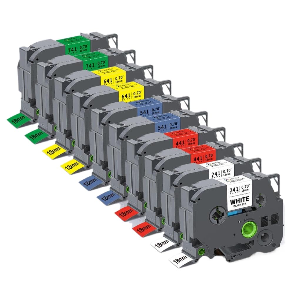 Nastro per etichette 5 pezzi 10 pezzi Tze241 18mm Tze-241 Tze141 Tze641 compatibile con stampante per etichette PTH500 PTE300(10PK 5Mixed Colors)