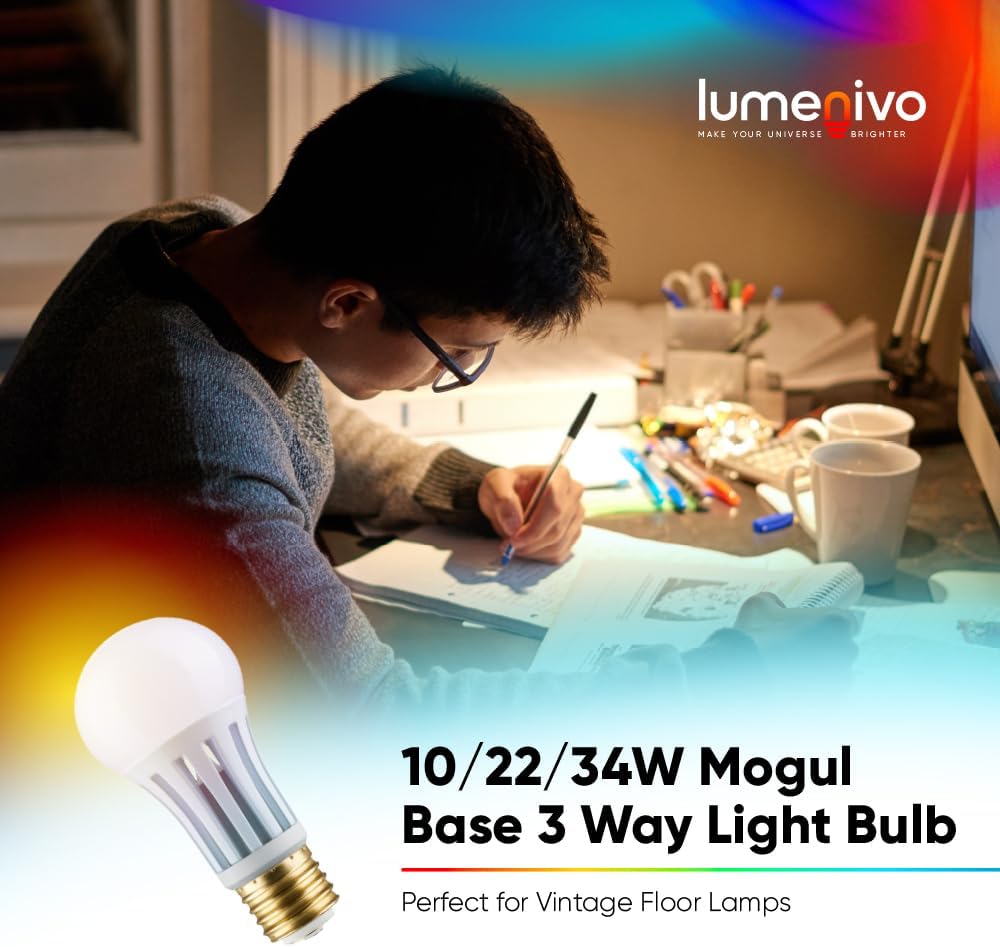 lumenivo Replacement for General Electric Lighting 41459 3WY 100/300 Mogul Base 3 Way Light Bulb Floor Lamp PS25 3 Way LED E39 Large Base Light Bulbs - Soft White - 120V - 2 Pack