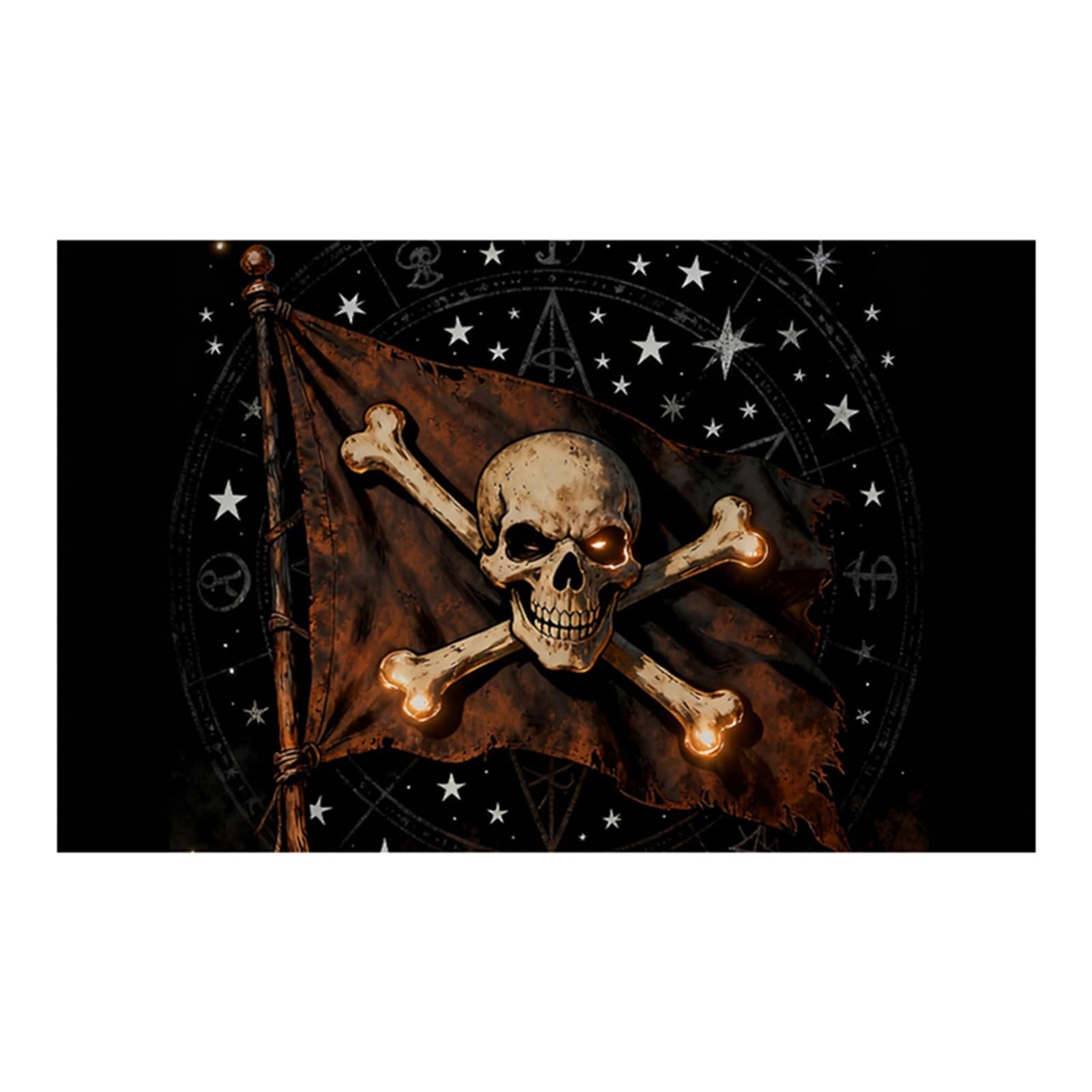 Decorazione for Acquario con Bandiera Pirata Effetto 3D | Adesivo for sfondo acquario, poster da stampa Decorazioni for acquari Accessori for acquari in PVC(Black,50x90cm)
