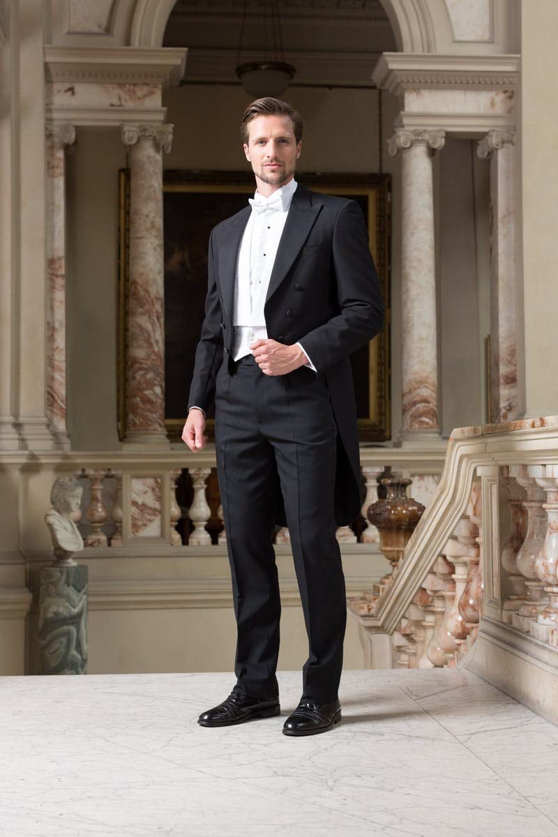 Uomo Frac Tre Pezzi Abito Doppio Petto Bottoni Giacca Gilet Pantaloni per la Festa di Nozze