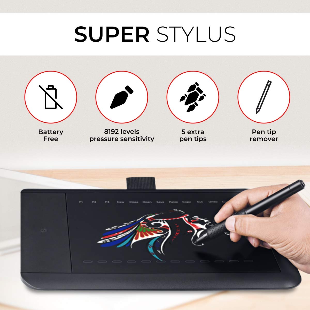 iBall Pen Digitizer, 8-inch x 6-inch, Graphic Tablet, Best for Writing,  Drawing, Painting, Annotating and Sketching, 24 programmable Hot Cells,Black - Main Image