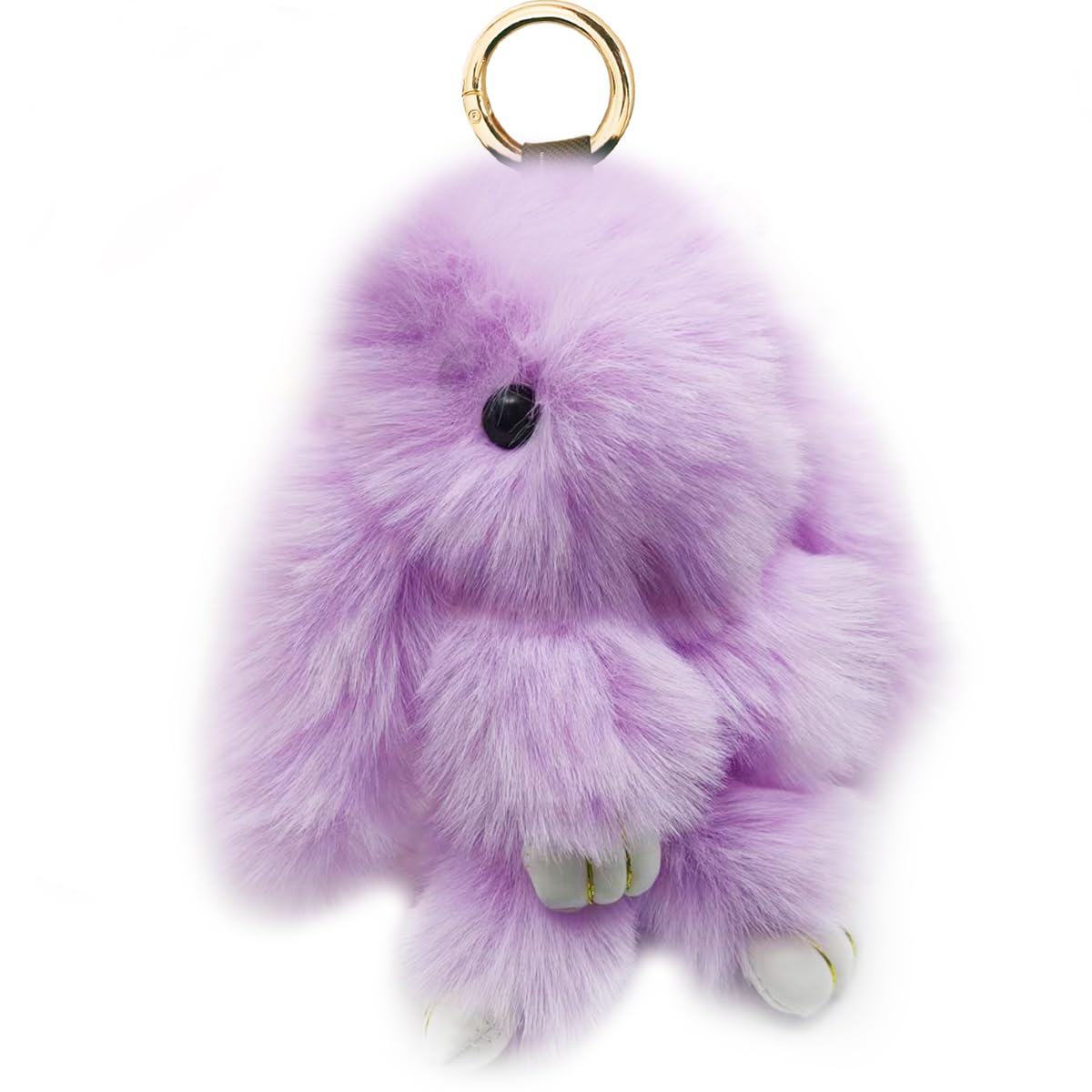 Bunny Keychain Soft Fluffy Rabbit Keychain 7in Handmade Cute Colorful Rabbit Fur Pom Pom Key Rings for Women