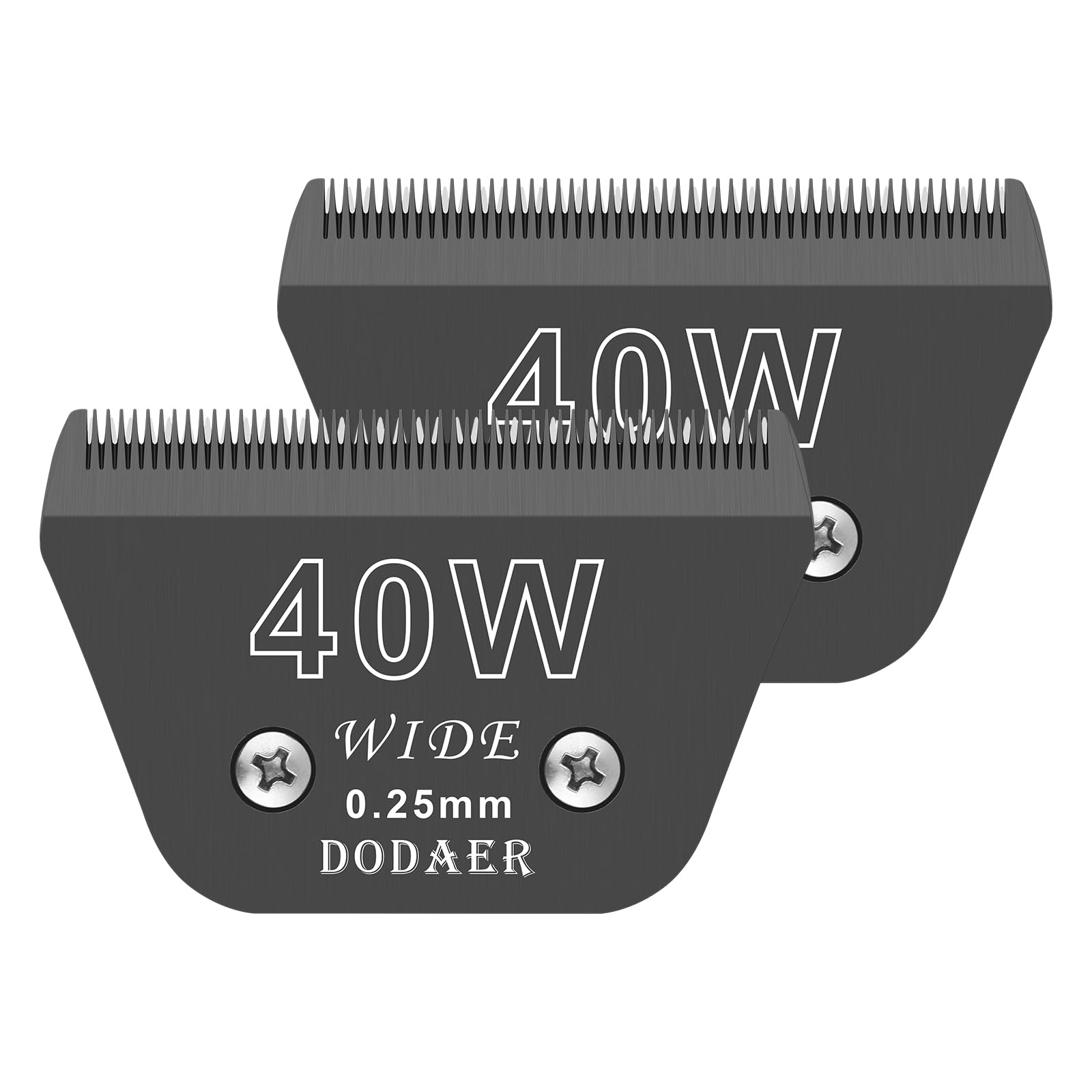 DODAER 40 Wide Blades for Dog Grooming,Compatible with Andis,Oster A5,Wahl km10 Clippers,Cutting Length 1/100",2 Pack (Black)