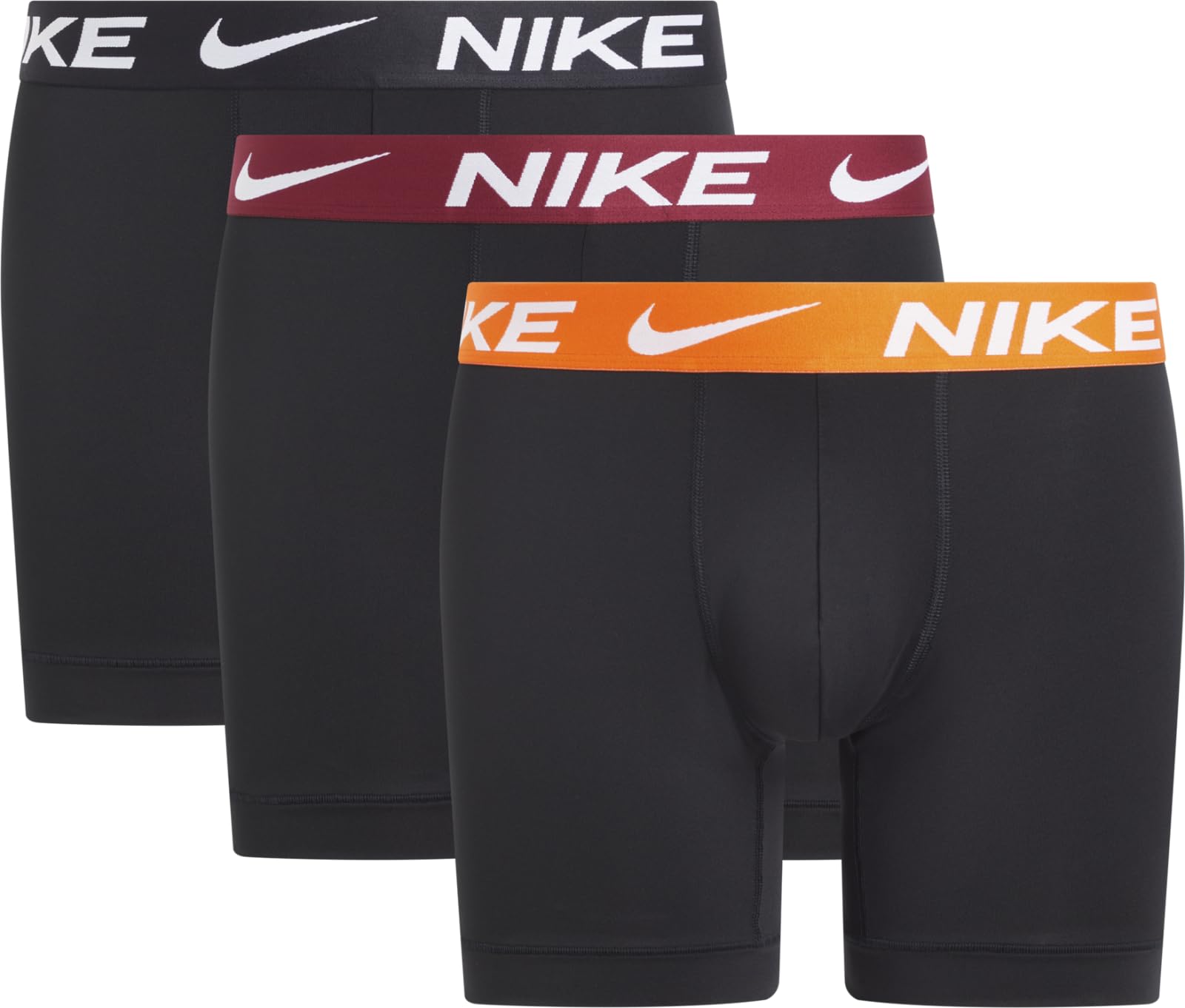 NIKE Boxer Brief 3PK Underwear, Blk-Safety Orange/Team Red/Blk, S Men's