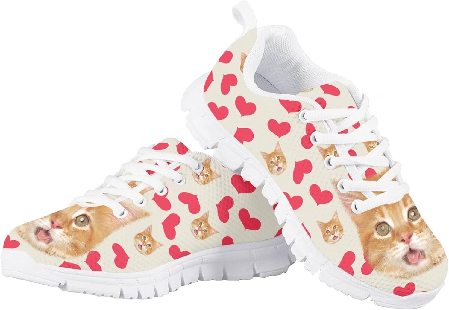 Funny Cat Dog Print Tennis Shoes for Girls and Boys Lightweight Mesh Casual Athletic Running Shoes