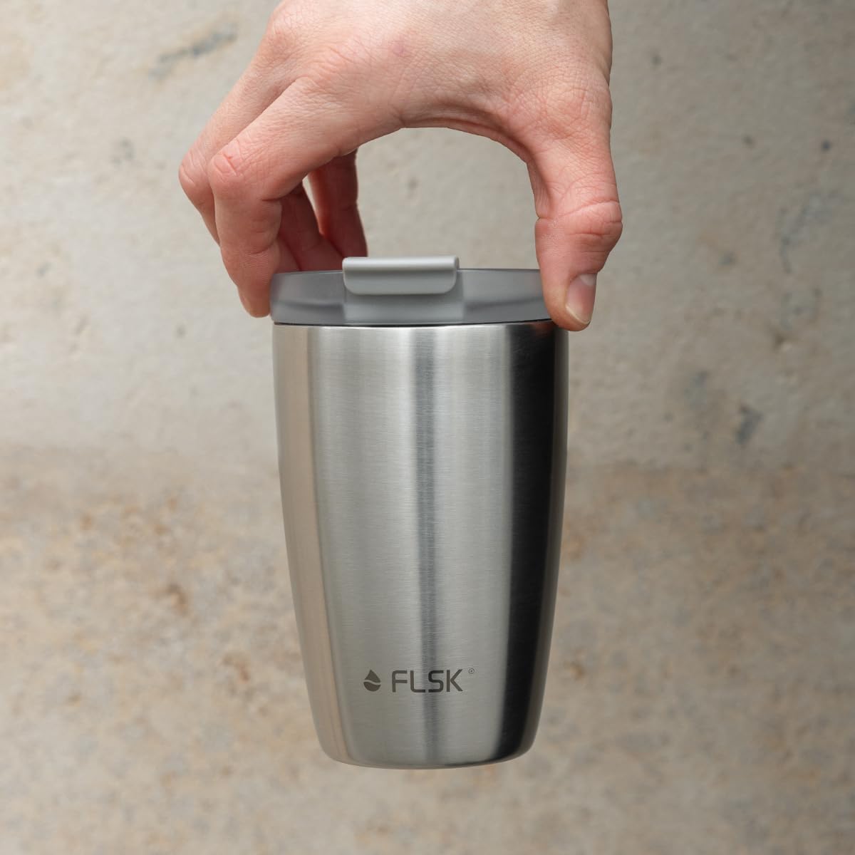 FLSK Tumbler I Taza de café premium de acero inoxidable, 100% a prueba de fugas y doble pared, la taza térmica mantiene las bebidas calientes durante 3 horas I Ganador del Premio de la Marca Alemán