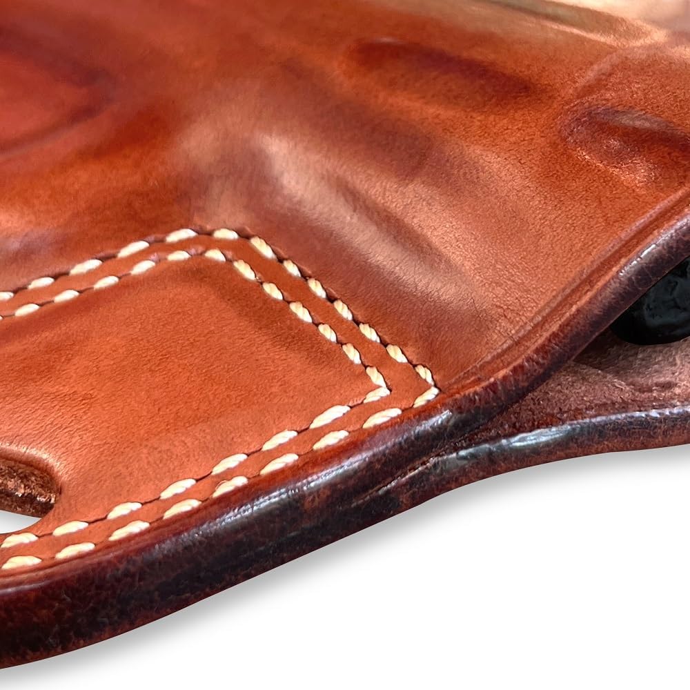 Premium The Ultimate Leather OWB Pancake Holster with Open Top Fits, CZ 75 75B 85 P01 P06 P07 SP01, Right Hand Draw, Brown Color