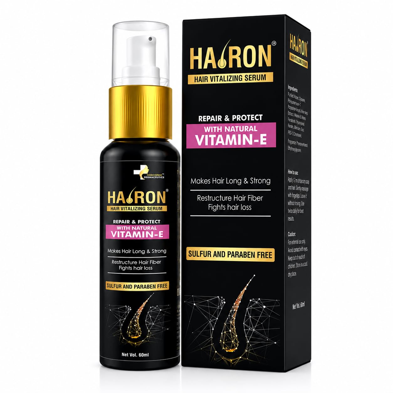 Hairon Hair Vitalizing Serum 60ml | For Hair Smoothening & Shine | Leave-In Serum for Women & Men | With Vitamin E | For Dry & Frizzy Hair | Provides Shine, Smoothness & Damage Protection-picture-39