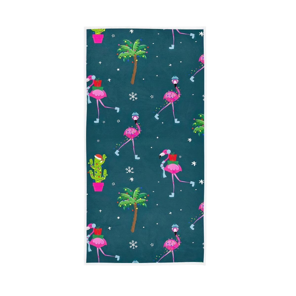 HUYGD Cute Flamingo Christmas Hand Towel, Soft Towels for Bathroom, Gym, Hotel, Spa 15 x 30 Inches