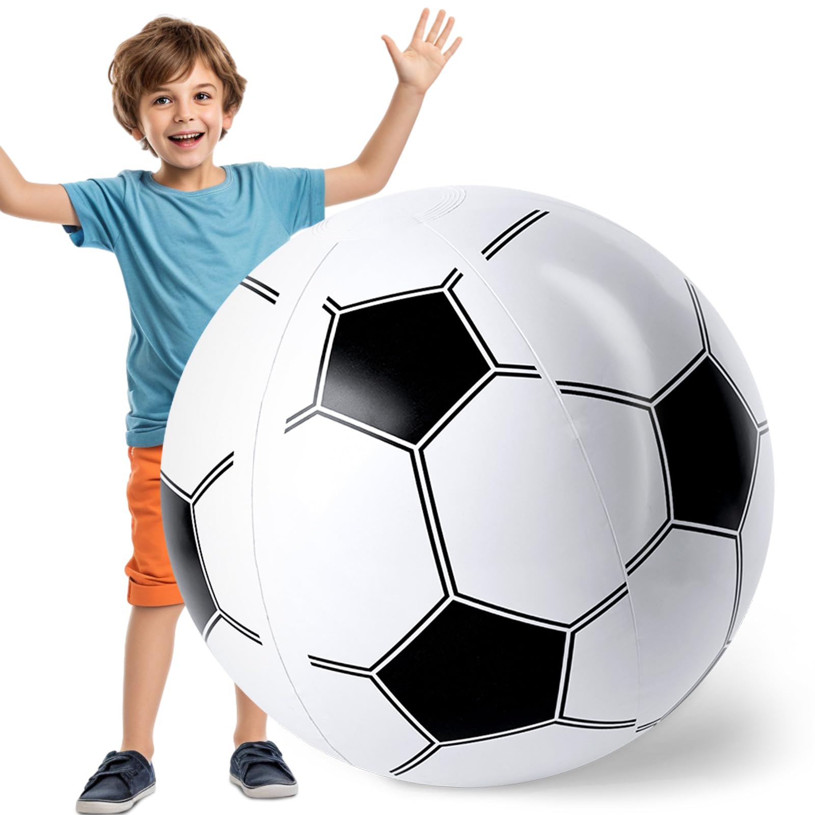 Pelota de playa de fútbol, pelota de fútbol inflable de 27 pulgadas para piscina de verano, juguete de juego de playa 8