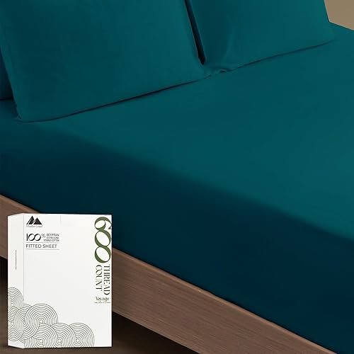 Miniatura 39 de MAYFAIR LINEN 100% Egyptian Cotton Fitted Sheet Twin Size - 600 Thread Count 16" Deep Pocket Twin Fitted Sheet Only, Soft Cooling Elastic Bottom