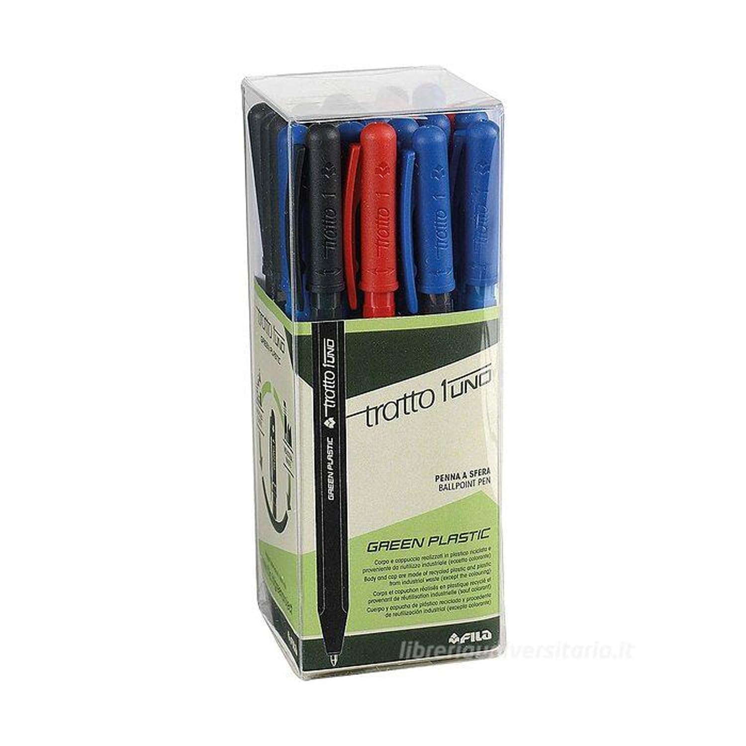 Tratto 1 Green Ecological Ballpoint Pen, Multi-Colour, Pack of 24, multi-coloured, 1 count (Pack of 24)