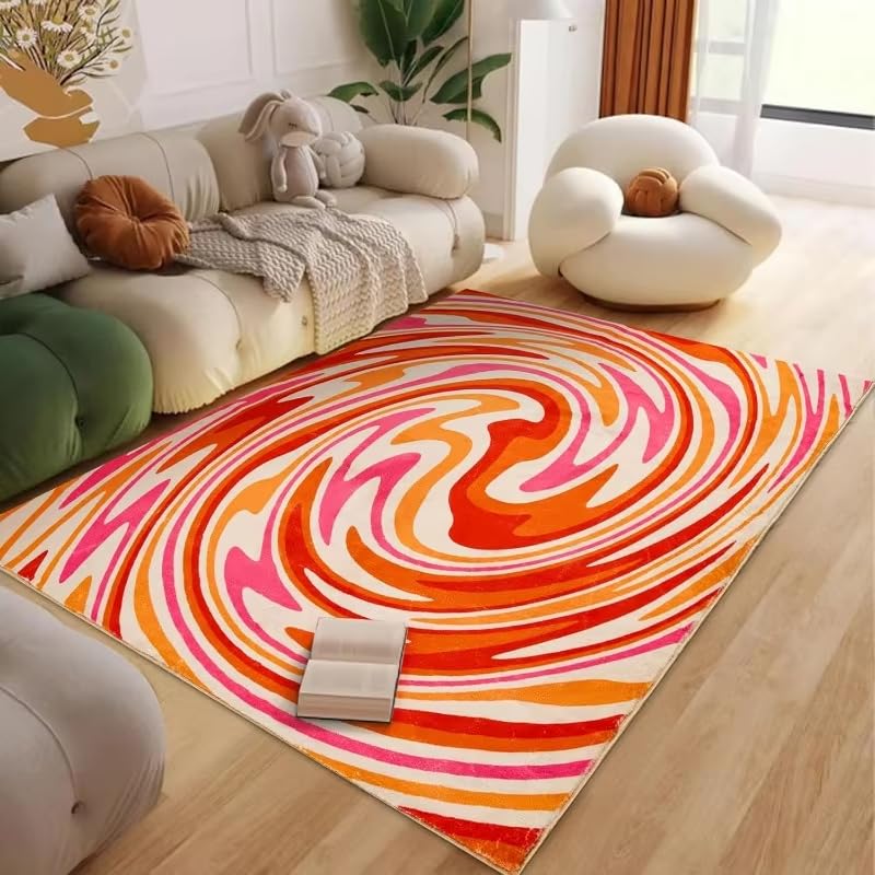 Alfombra estética naranja vintage para renovar el suelo del dormitorio y la sala de estar