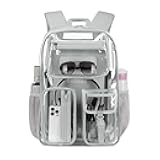 Heavy Duty Clear Backpack Clear BookBag,Stadium backpack 16 x11 x5inch TPU Large Capacity See Through Backpack for Sport Events,Travel (Grey)