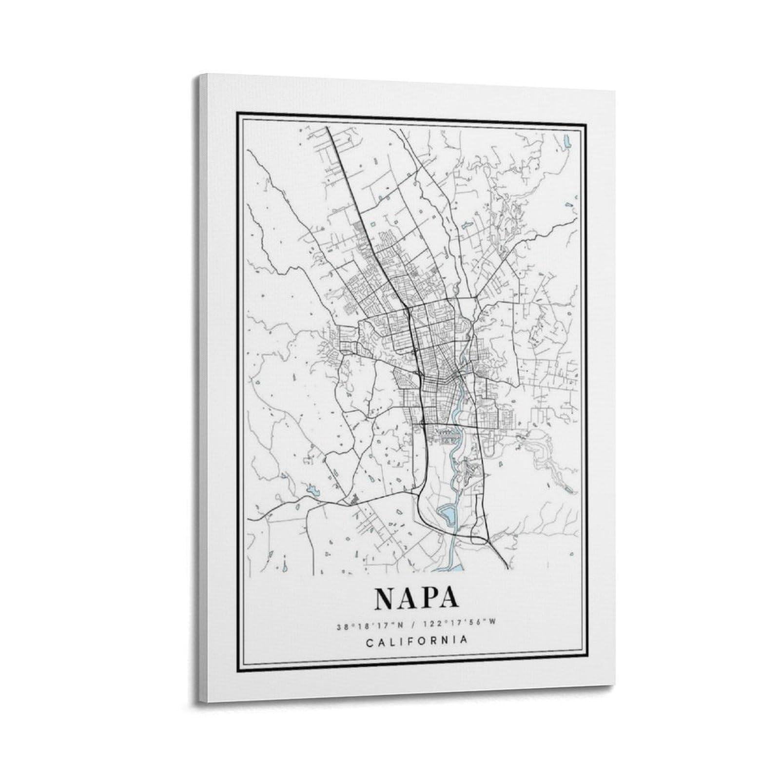 xiaoxiaoshen Napa California Map Canvas Poster Wall Art Prints Room Aesthetic Murals Bedroom And Living Decorations 20x30inch(50x75cm)
