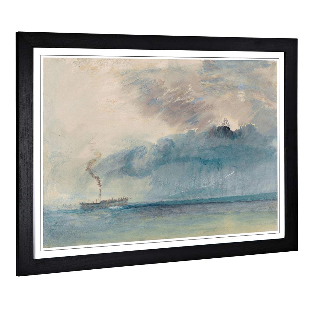 Big Box Art Framed Print of J.M.W (Joseph Mallord William Turner) A Paddle Steamer Design | Wall Art Picture| Home Decor for Living Room, Bedroom, Office, Black, A2 / 24.5x18 Inch / 62x45cm