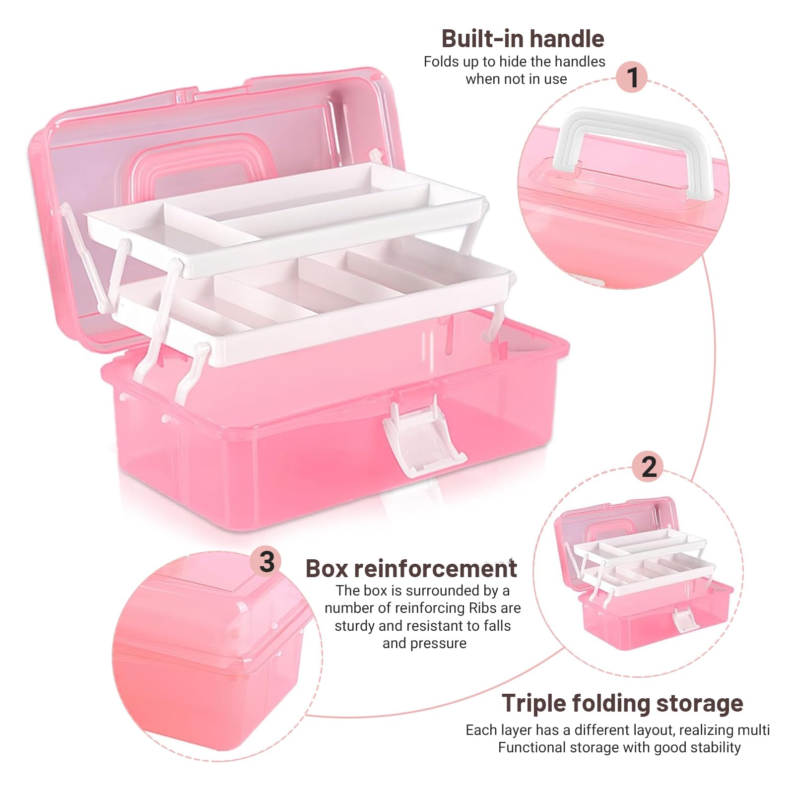 Contenitori In Plastica Con Coperchio Vidifor 2 Pezzi - Organizer Per Forniture Ufficio, Matite, Trucchi E Cavi, Trasparente, XS-Deep - 2