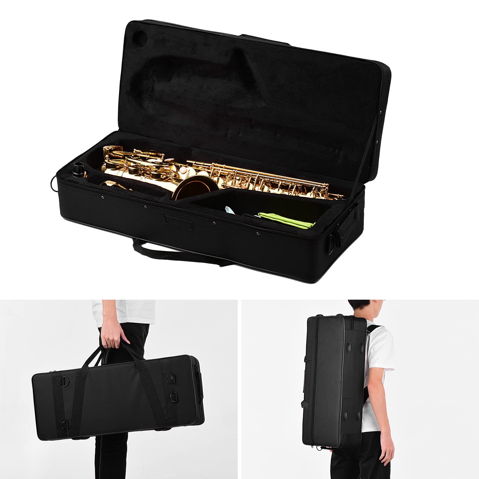 Saxfono EB Alto, Sax Laccato in Ottone con Suono Puro per Begner, Accessori Professionali Inclusi