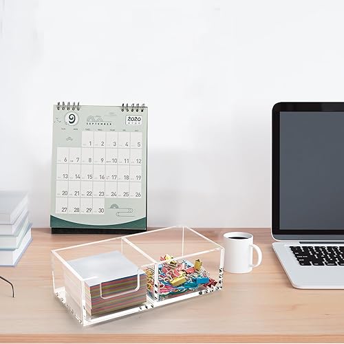Miniatura 4 de Esonmark Soporte para notas adhesivo 2 en 1 de acrílico transparente para organización de escritorio, oficina, hogar, dispensador de notas pop para