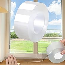 Window Weather Sealing Tape 2 Inch x 33 FT Weather Stripping Residue-Free Clear Window Draft Isolation Sealing Film Caulk Tape for Doors and Shower Glass Gaps Bathroom