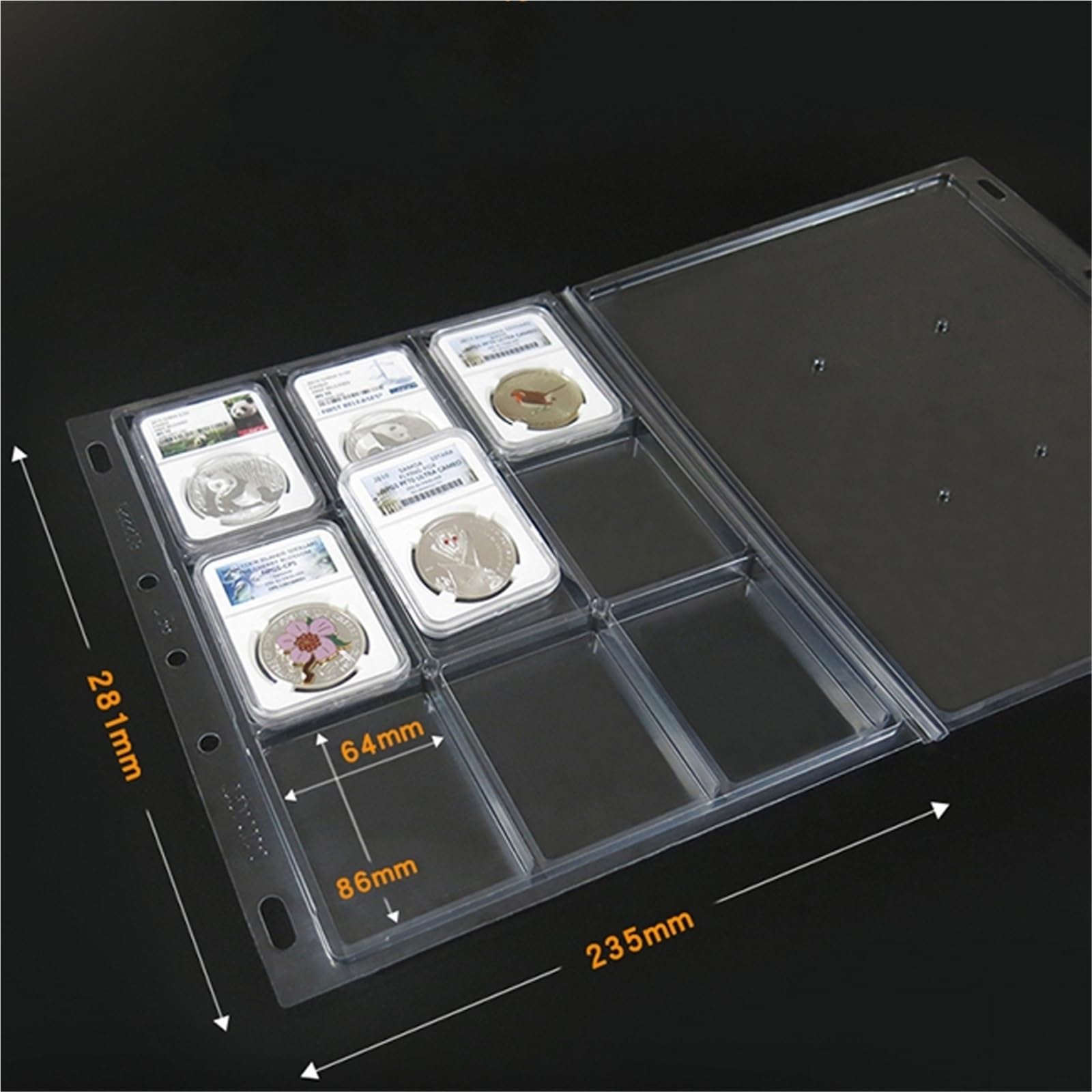 Album Monedas 2Sheets Clear Plastic Certified Coin Slab Binder Album Pages