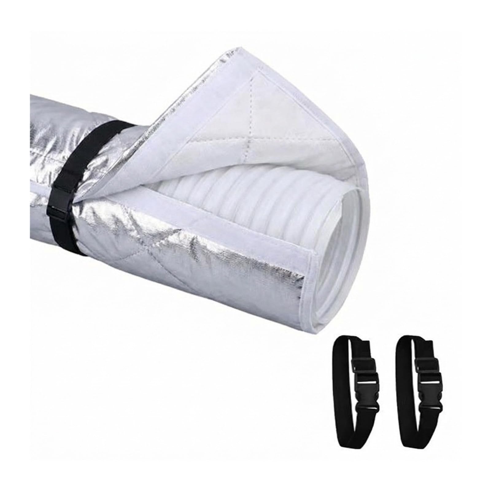 Shiketong AC Exhaust Hose Cover Adjustable Straps Air Conditioner Hose Cover Heat Insulation With 2 Buckle(Silver Strap)