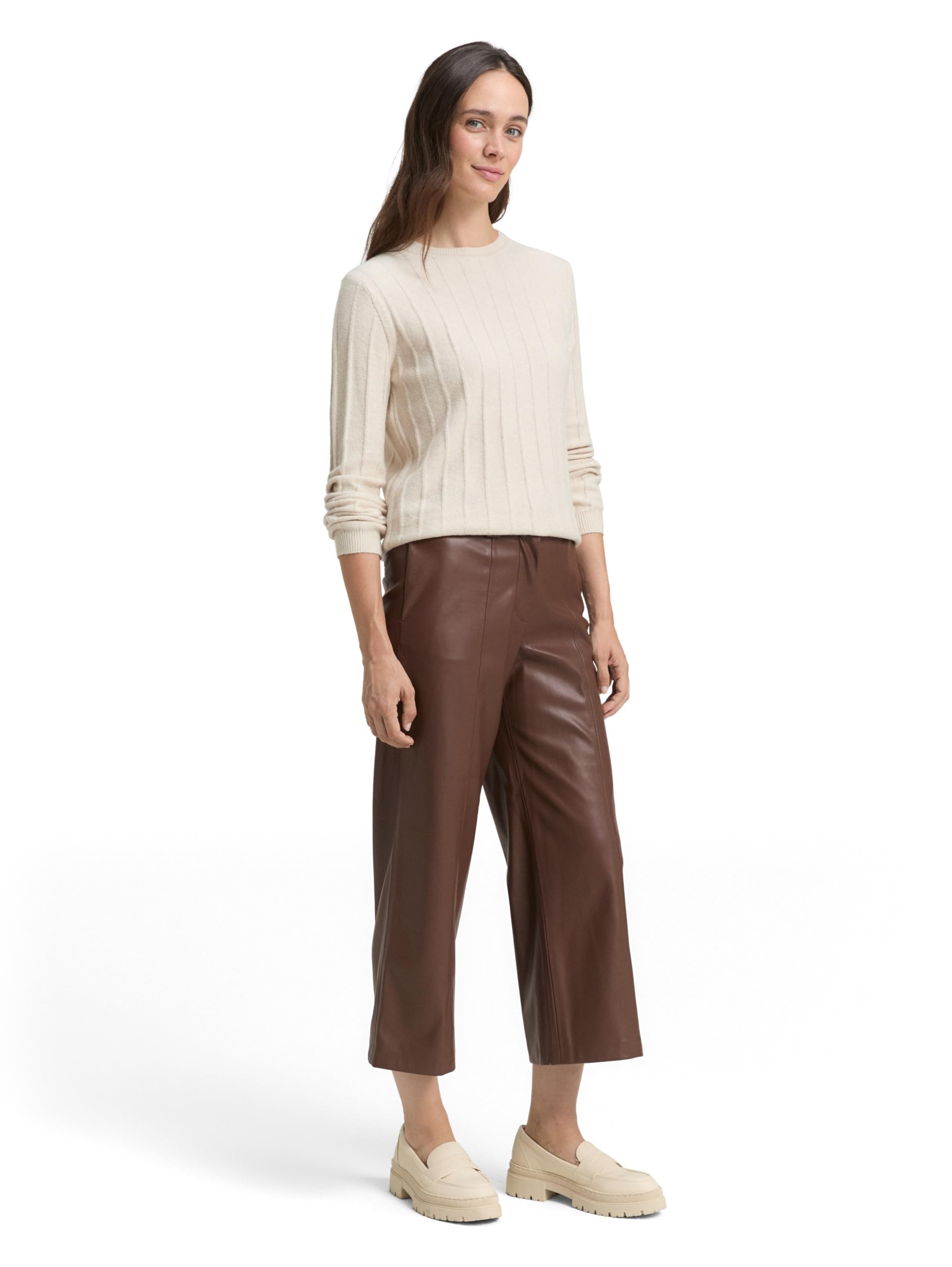 TOM TAILOR Damen Culotte Hose in Lederoptik