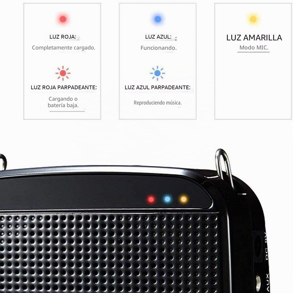 Amplificador de Voz portátil de 15W, SHIDU Amplificador de Voz con Auriculares con micrófono con Cable Micrófono Recargable y Sistema de Altavoces PA para Profesores,Canto,Aula, guía de Turismo,Yoga