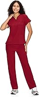 COZYSCRUBS Women's V-Neck Scrub Set: 9-Pocket Unisex Medical Uniform Top & Straight-Leg Pants, 4-Way Stretch