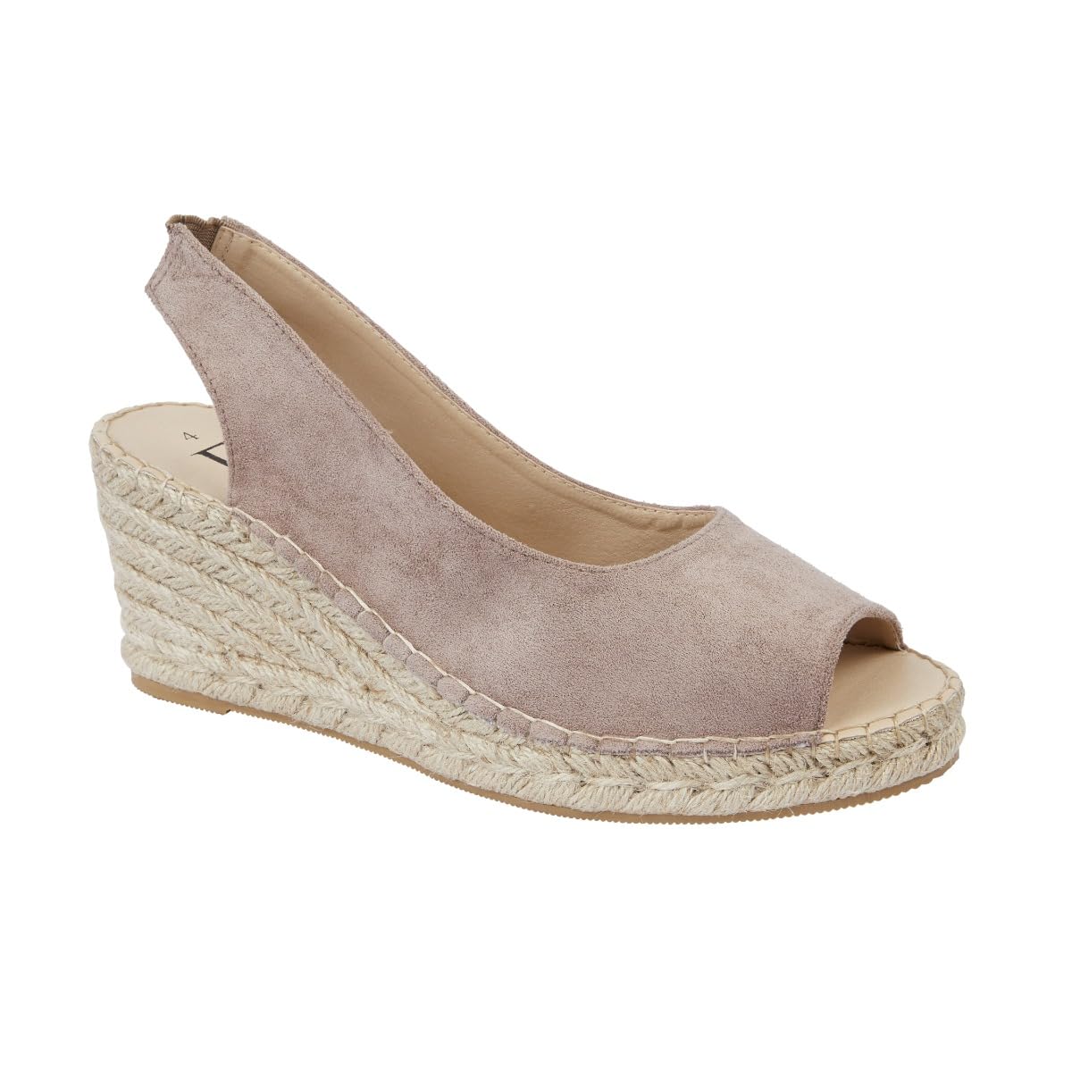 Espadrillas da donna in finta pelle scamosciata, con zeppa elastica, con cinturino sul retro, in iuta
