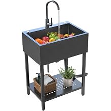 Stainless Steel Utility Sink Freestanding Single Bowl 26" Garage Sink