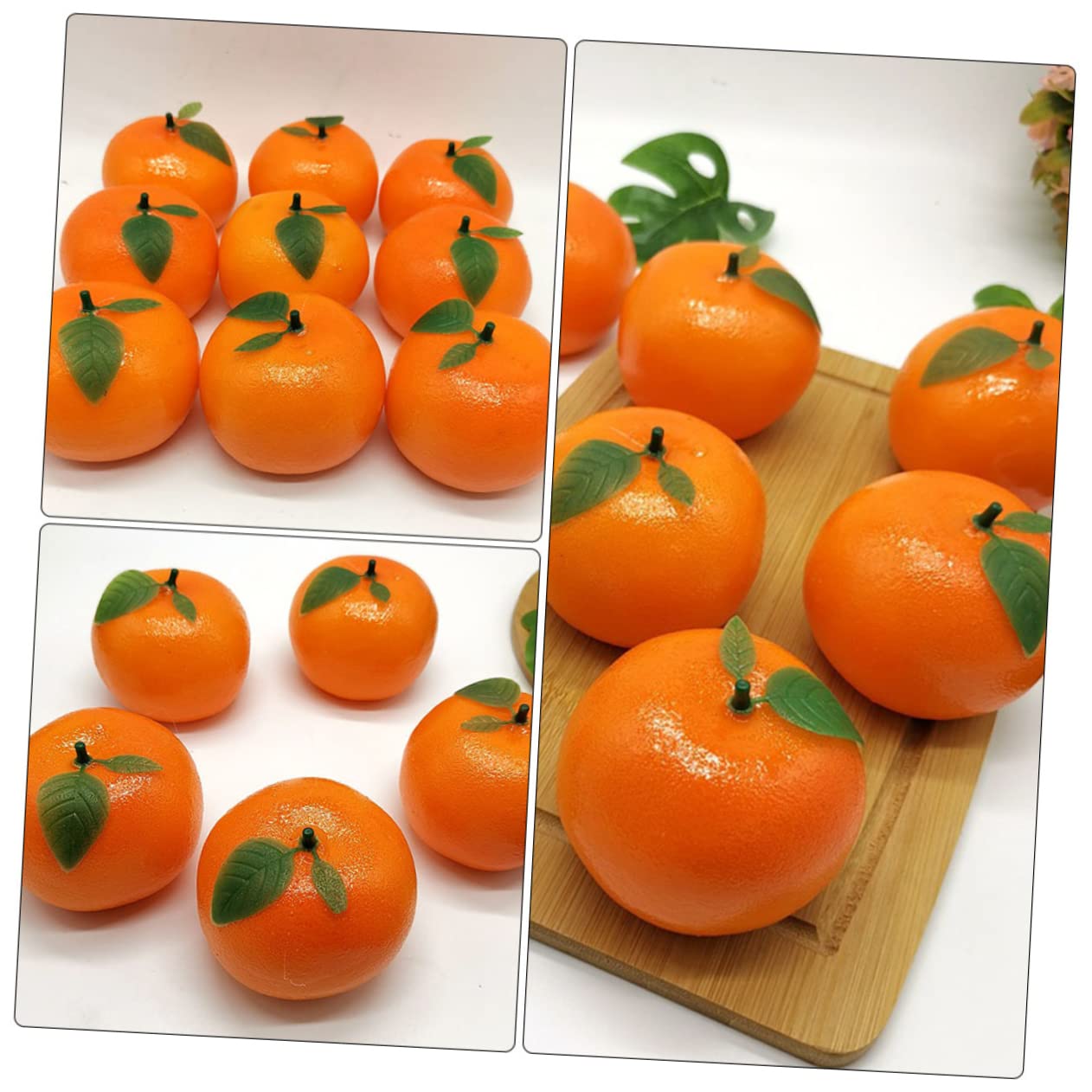 MAGICLULU 18pezzi Arance Finte Decorative Frutta Artificiale Realistica Per Fotografie Decorazioni Per Feste e Casa Con Foglie Verdi Design Vivace e Compatte