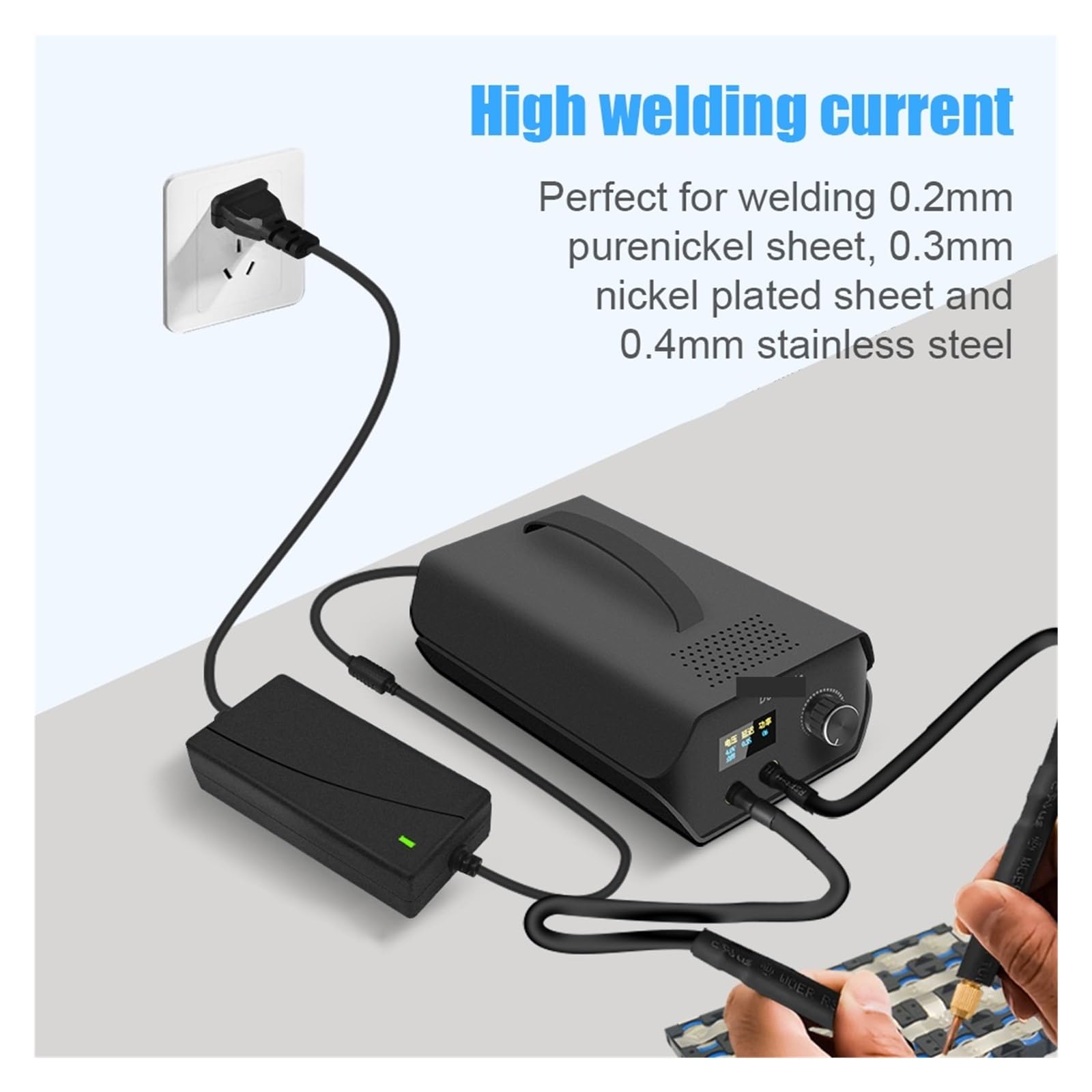 Medidor de Flujo Equipo de Soldadura DIY, máquina por Puntos con batería Pantalla LCD, Litio Condensador Farah Ajustable 120 ars