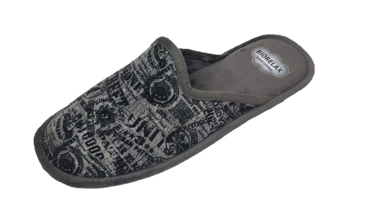 Biorelax Zapatillas de Estar por casa/Hombre Gris/Suapel